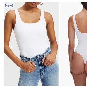 Good American White Scuba Modern Tank Thong Bodysuit Small